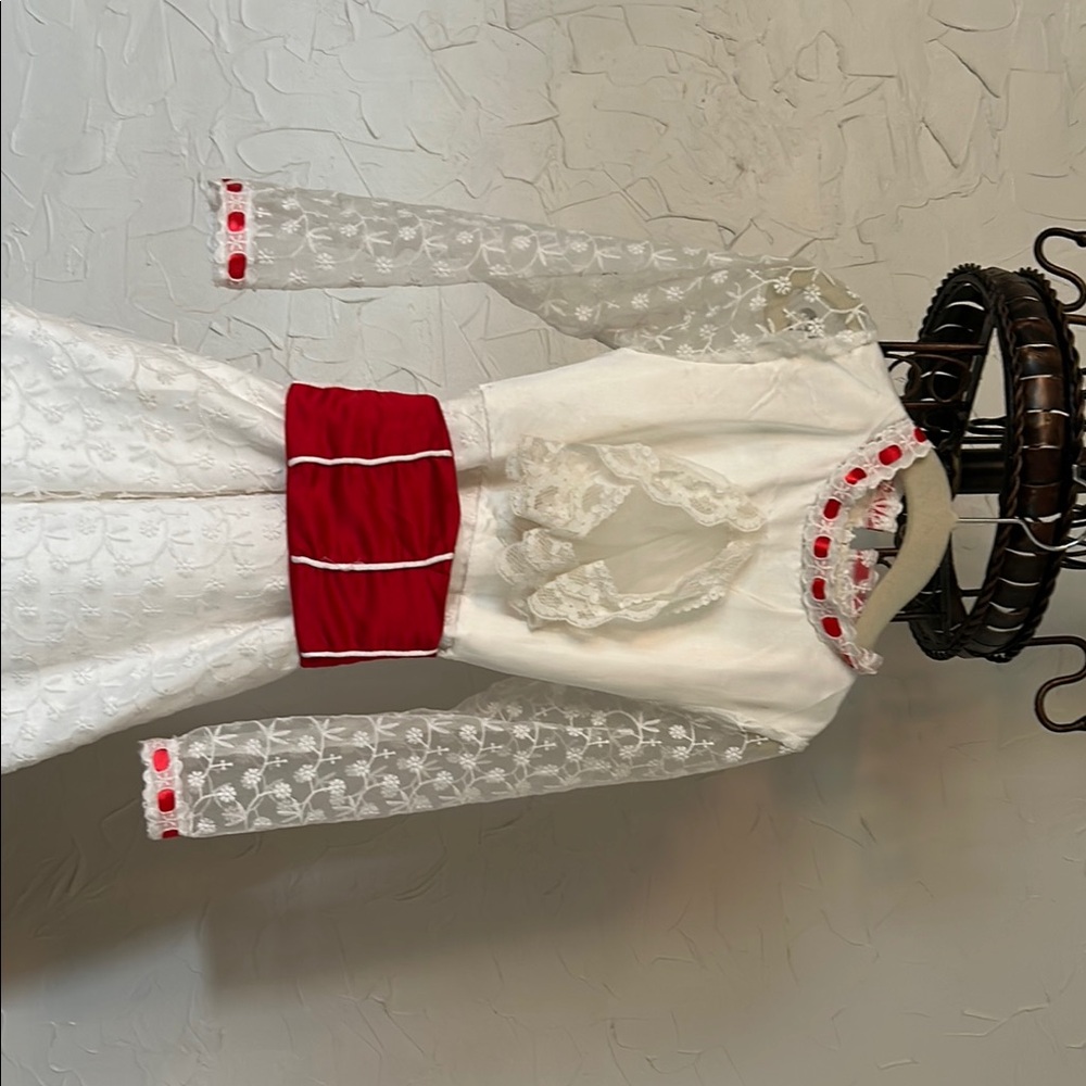 White Lace Dress with Red Accents